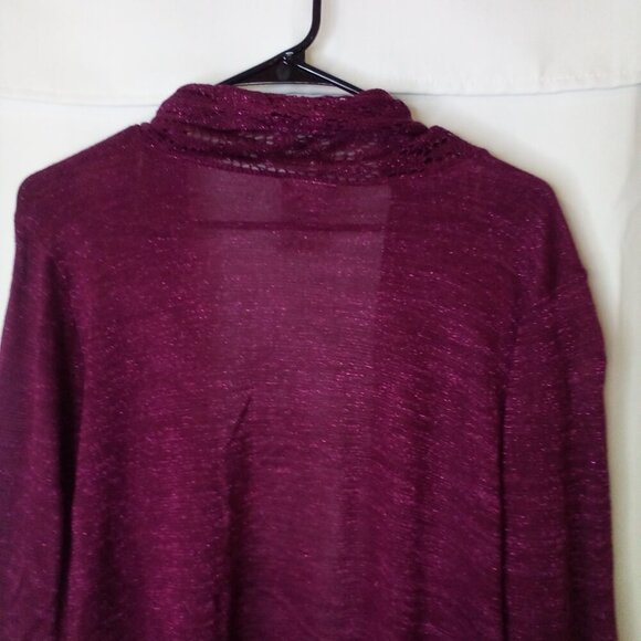 Jaclyn Smith Cardigan 3X Long Sleeve Open Front Lightweight Crochet Lace Purple - Picture 14 of 16